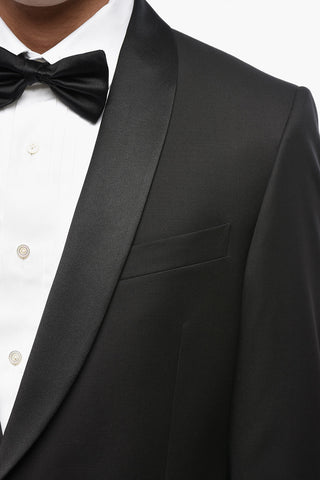 Virgin Wool Tuxedo with Two Vents and Shawl Collar