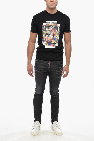 T-Shirt Girocollo in Cotone con Stampa