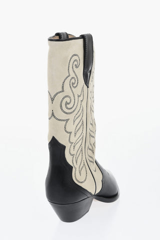 Two-Tone Leather-and-Suede Western Boots DUERTO