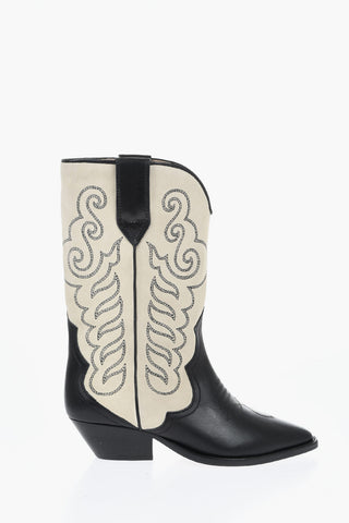 Two-Tone Leather-and-Suede Western Boots DUERTO