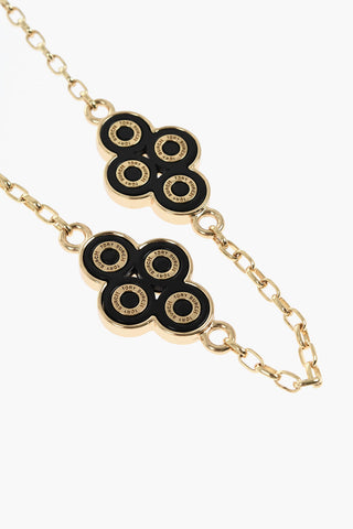 Golden Effect Metal CLOVER ROSARY Long Necklace with Resin Details