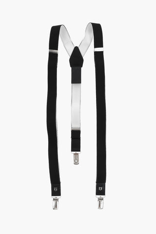 Solid Color Stretch Suspenders with Leather Details