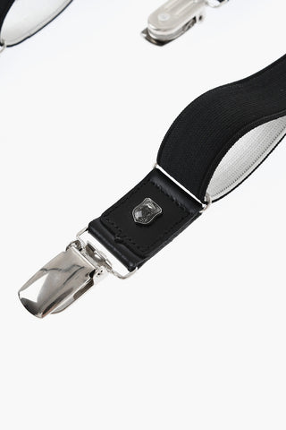 Solid Color Stretch Suspenders with Leather Details