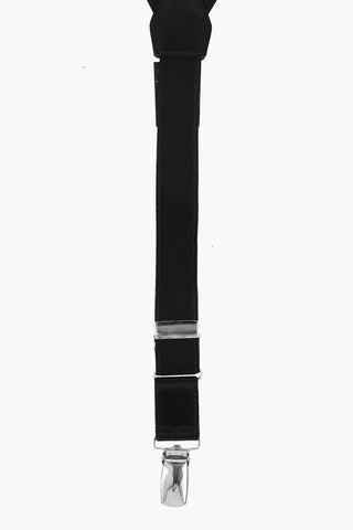 Solid Color Stretch Suspenders with Leather Details