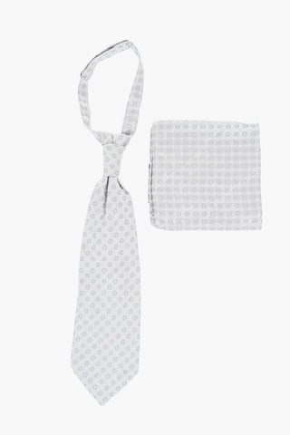 Patterned Silk Ascot Tie with Matching Pocket Square