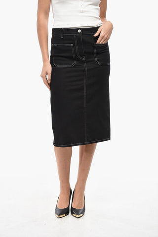 Denim Trapeze Skirt with Exposed Seams