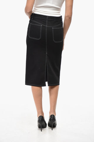 Denim Trapeze Skirt with Exposed Seams