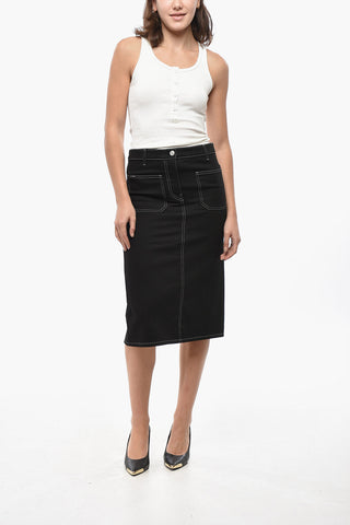 Denim Trapeze Skirt with Exposed Seams