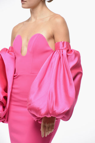 Sheath Dress KARINA with Sweetheart Neckline and Removable Puff Sleeves
