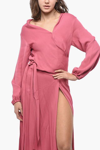 Maxikleid im Wickelstil mit langen Ärmeln