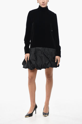 Velourskleid OSSO mit Organza-Rüsche