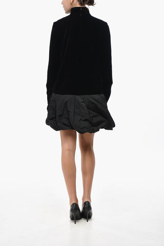 Velourskleid OSSO mit Organza-Rüsche