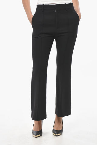 Flared Fit Wollhose mit Gürtelschlaufen