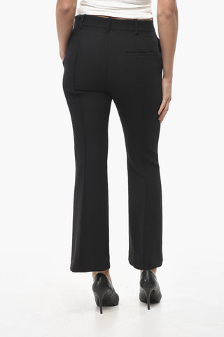 Flared Fit Wollhose mit Gürtelschlaufen