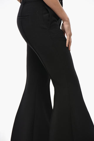 Flared Fit Wollhose mit Gürtelschlaufen