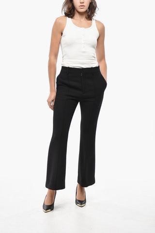 Flared Fit Wollhose mit Gürtelschlaufen