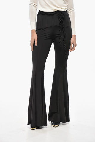 Ausgestellte High-Waist-Hose mit Korsett-Effekt-Detail