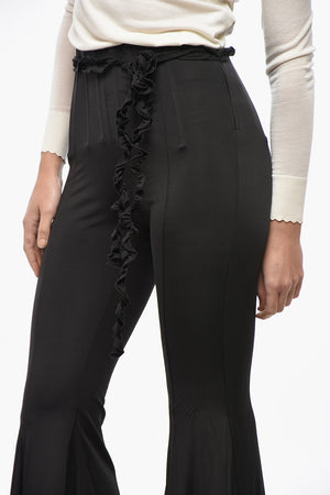 High-Waist Flared Trousers with Corset-Effect Detail