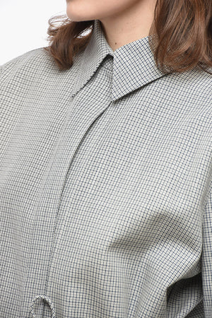 Wool Checked Blouse With Laced Detail