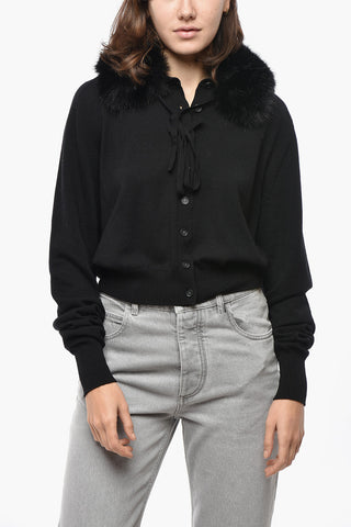 SPORTMAX Wool SPORT Cardigan with Eco-fur Collar