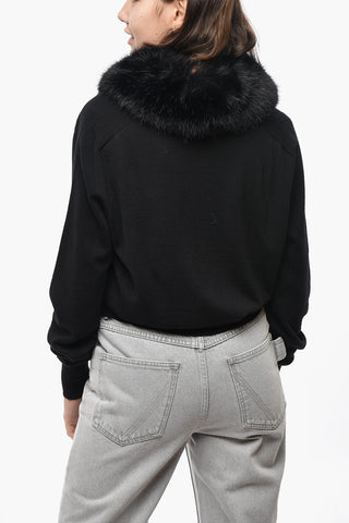 SPORTMAX Wool SPORT Cardigan with Eco-fur Collar