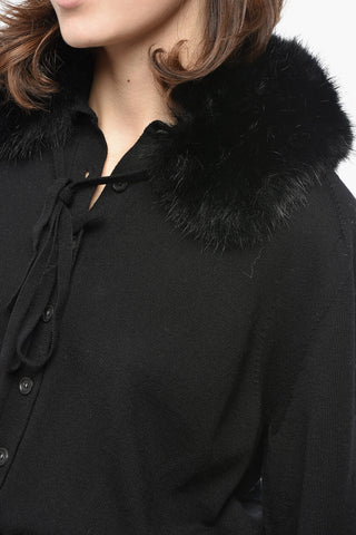 SPORTMAX Wool SPORT Cardigan with Eco-fur Collar