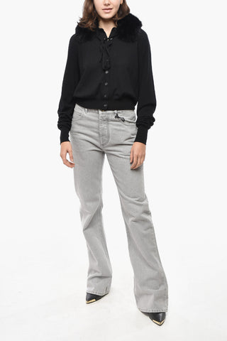 SPORTMAX Wool SPORT Cardigan with Eco-fur Collar