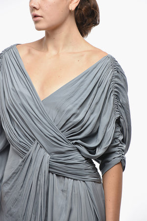 Draped Silk Dress LOUNGE with Cape Sleeves
