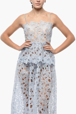 Midi-Kleid aus transparentem Sangallo