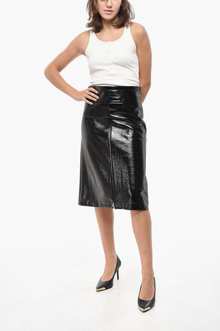 Gonna Midi in Vinile con Spacco Regolabile
