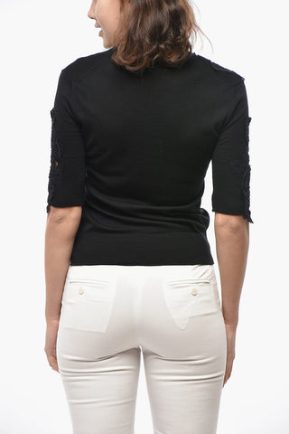 Merino Wool Crewneck with Lace Details