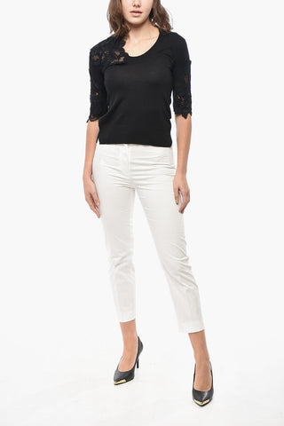 Merino Wool Crewneck with Lace Details