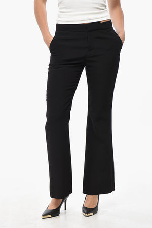 Flared-Fit Trousers with Concealed Button Closure
