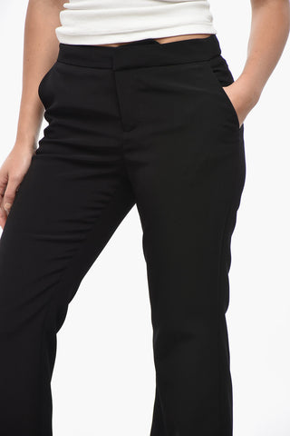 Flared-Fit Trousers with Concealed Button Closure
