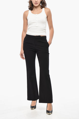 Flared-Fit Trousers with Concealed Button Closure