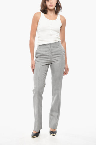 낮은 허리 체크 버진 울 팬츠