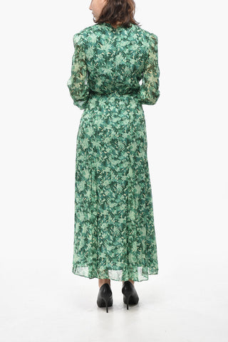 Silk Chiffon Shirt Dress ANNABELLE with Botanical Print