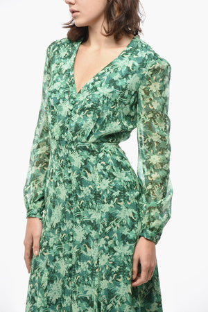 Silk Chiffon Shirt Dress ANNABELLE with Botanical Print