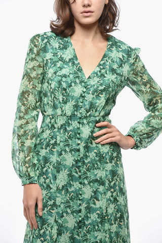 Silk Chiffon Shirt Dress ANNABELLE with Botanical Print