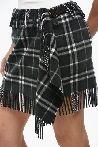 Cashmere-Mix-Tartan-Minirock SCARF mit Fransen