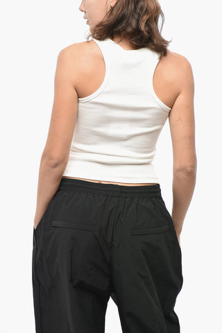 Tank Top in Cotone Stretch con Abbottonatura Frontale