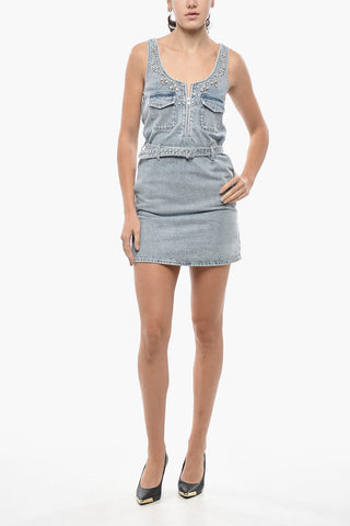 Denim Minidress with Crystals