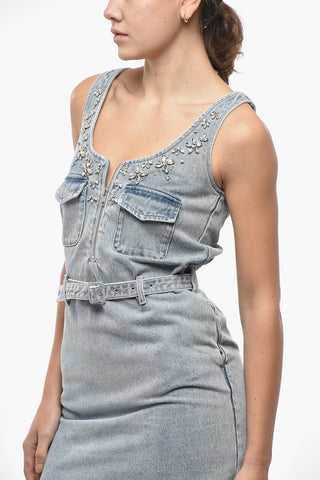 Denim Minidress with Crystals