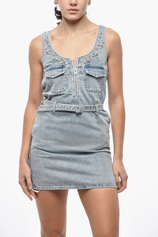 Denim Minidress with Crystals