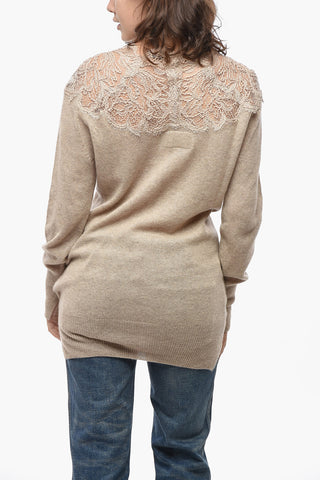 Pure Cashmere Sweater with Lace Insert
