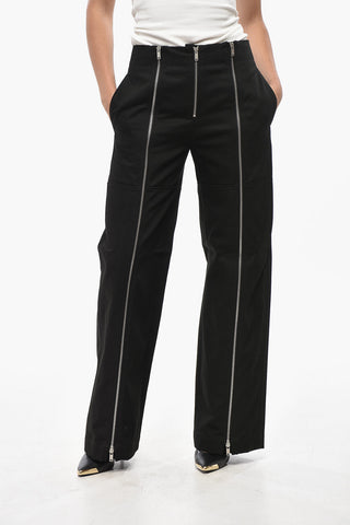 Straight-Fit Cotton Pants with Front Full Zips