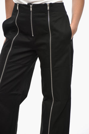 Pantaloni Straight Fit in Cotone con Full Zip Frontali