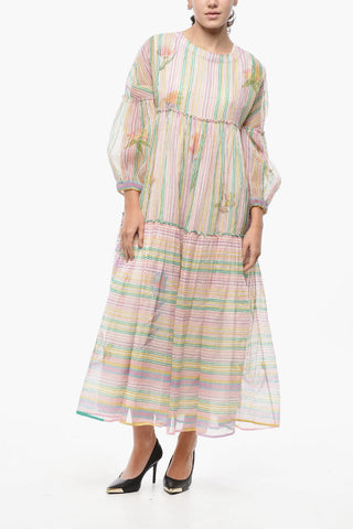 Flounced PINE Cotton Dress with Petticoat