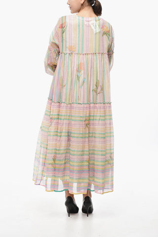 Flounced PINE Cotton Dress with Petticoat