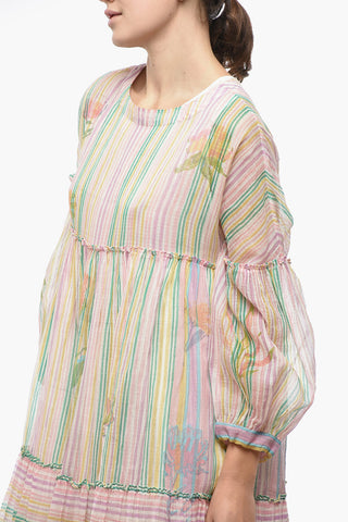 Flounced PINE Cotton Dress with Petticoat
